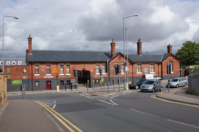 The red-brick former Rushden railway station in Northamptonshire, now home to the Rushden Historical Transport Society and Museum.