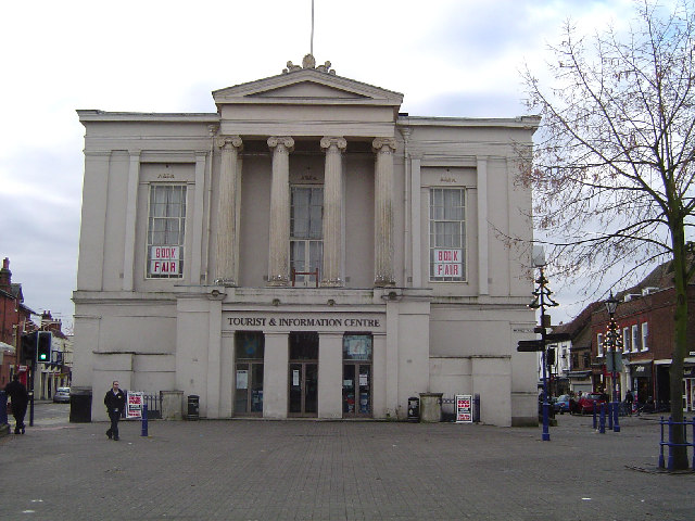 The nineteenth century Grade II listed former Town Hall in St Albans' Market Place, now home to the Tourist and Information Centre.